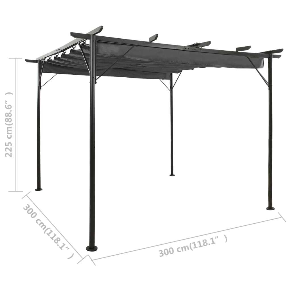 vidaXL Pergola Outdoor Pergola with Retractable Roof for Patio Deck Steel-7