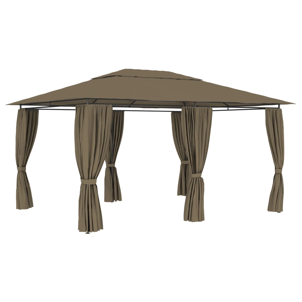 vidaXL Gazebo Outdoor Canopy Tent Patio Pavilion Sun Shelter with Curtains-1