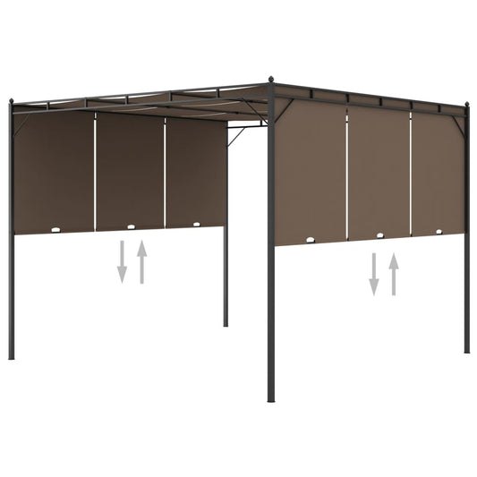 vidaXL Gazebo Outdoor Canopy Tent Patio Pavilion with Sidewall Curtains Taupe-0