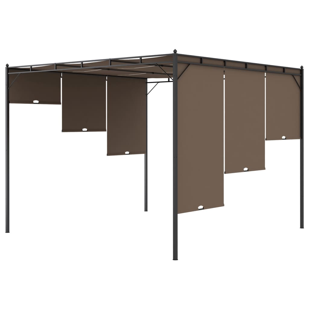 vidaXL Gazebo Outdoor Canopy Tent Patio Pavilion with Sidewall Curtains Taupe-10