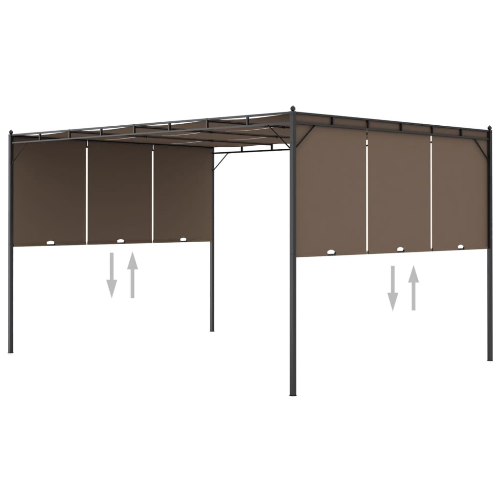 vidaXL Gazebo Outdoor Canopy Tent Patio Pavilion with Sidewall Curtains Taupe-12