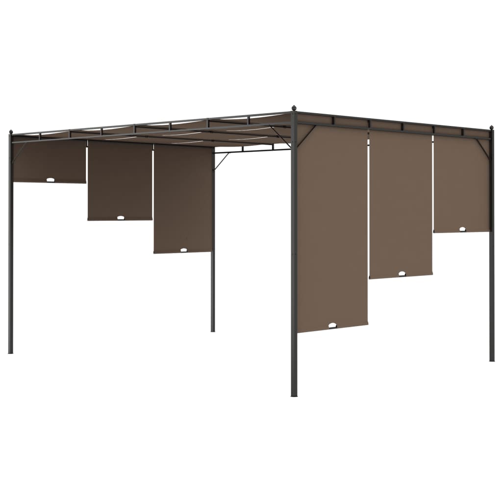 vidaXL Gazebo Outdoor Canopy Tent Patio Pavilion with Sidewall Curtains Taupe-3