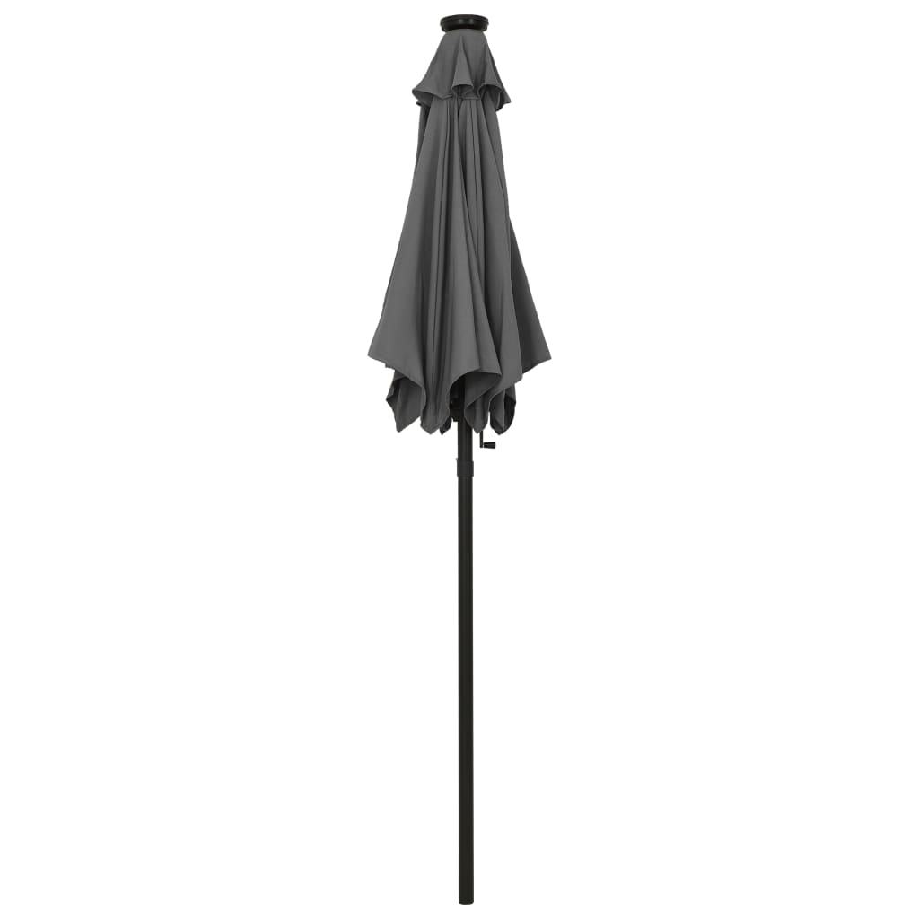 vidaXL Outdoor Umbrella Parasol with Solar LEDs Tilting Patio Sunshade Shelter-17