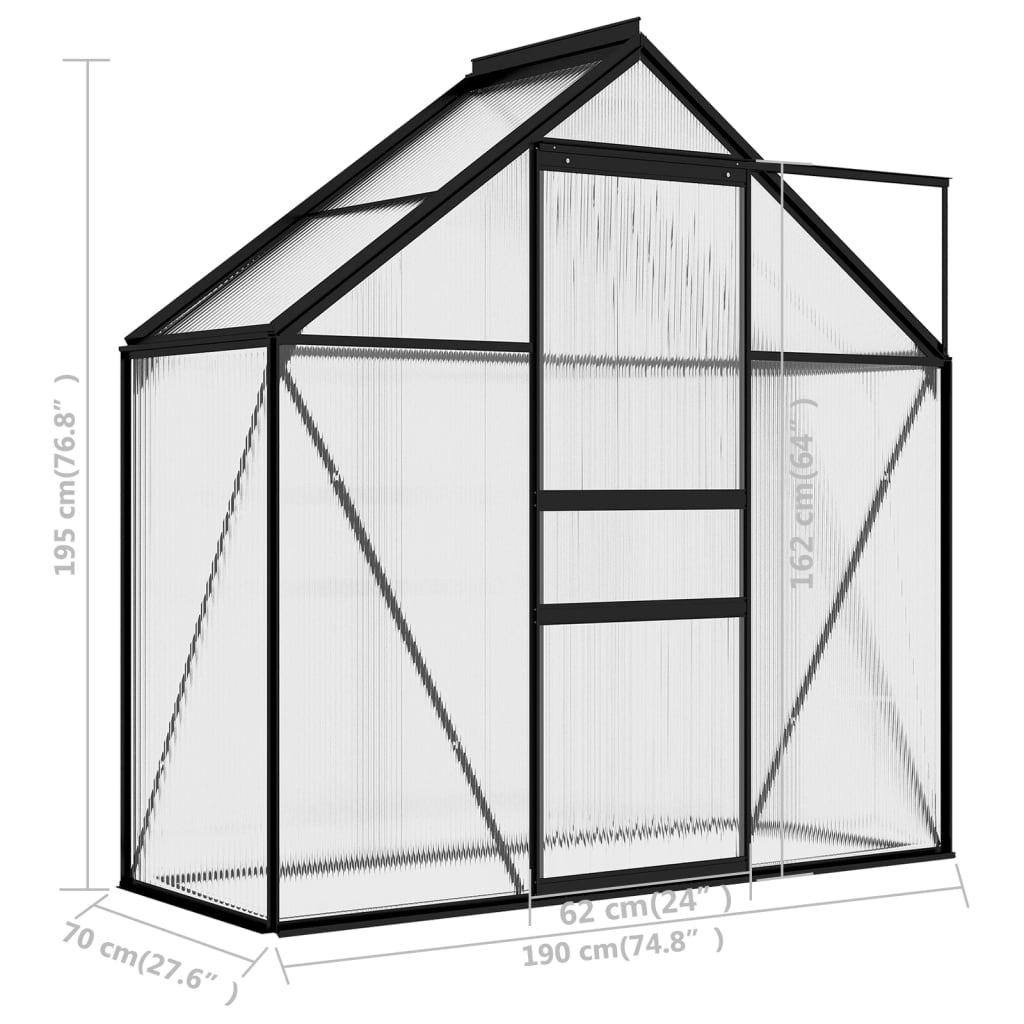 vidaXL Greenhouse Patio Grow House Outdoor Green House Anthracite Aluminum-26