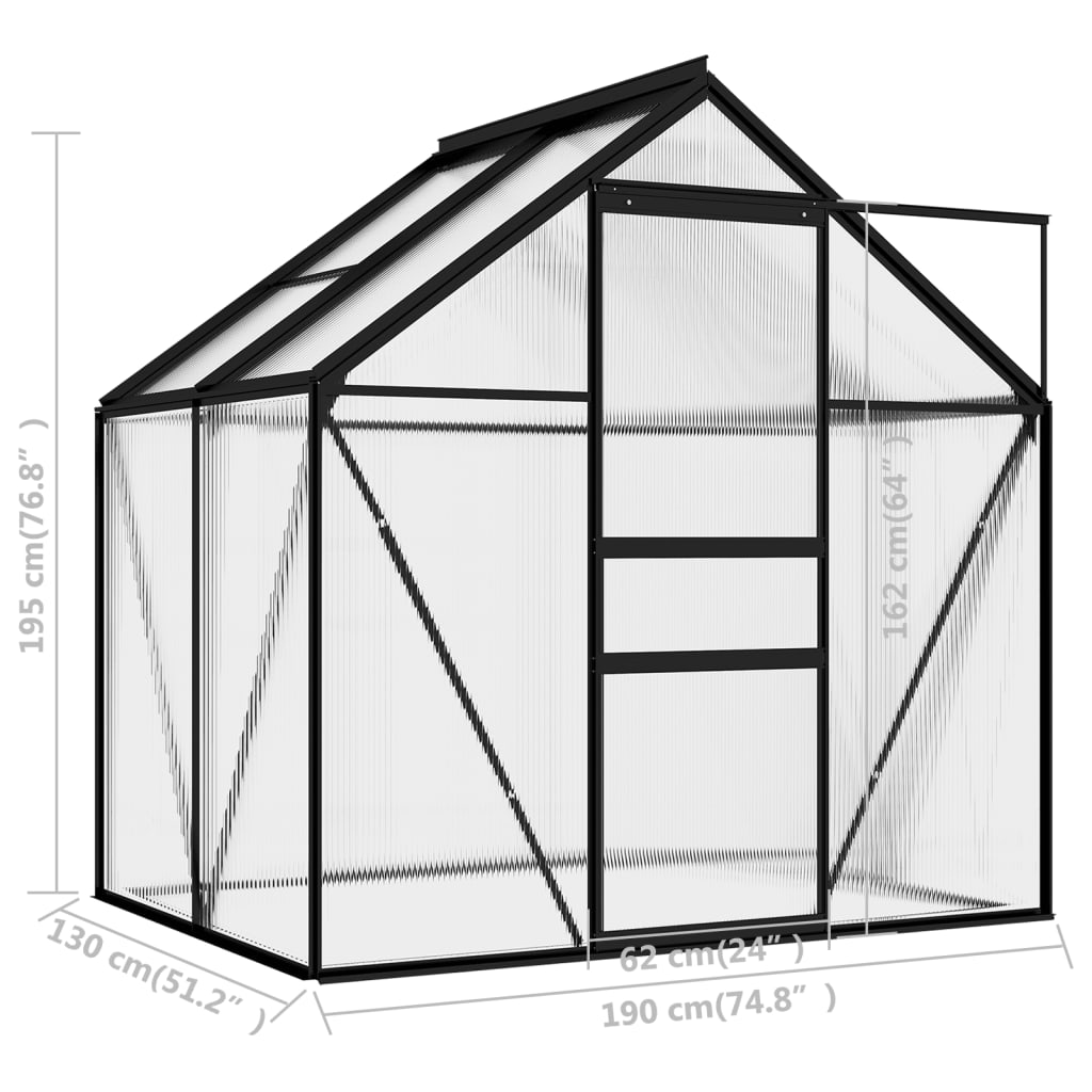 vidaXL Greenhouse Patio Grow House Outdoor Green House Anthracite Aluminum-25