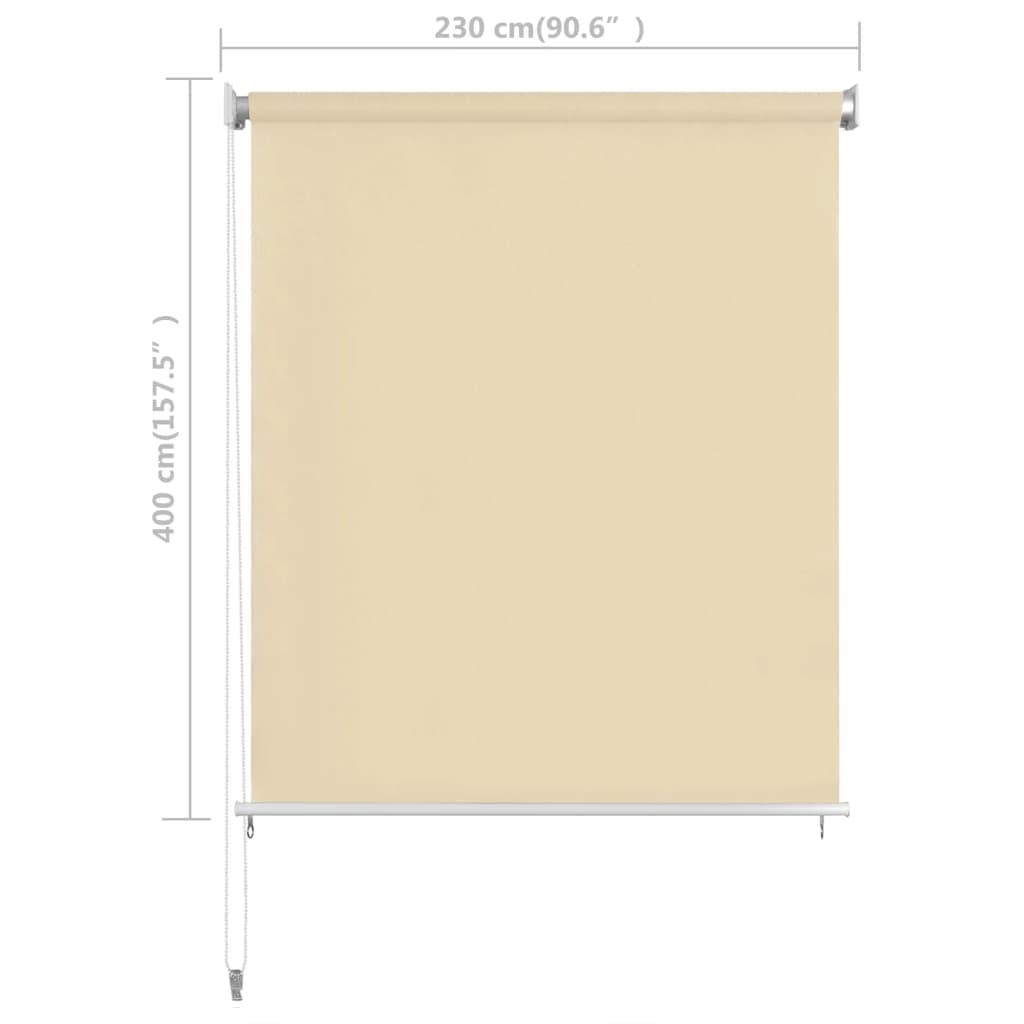 vidaXL Outdoor Roller Blind 39.4"x90.6" Cream-12