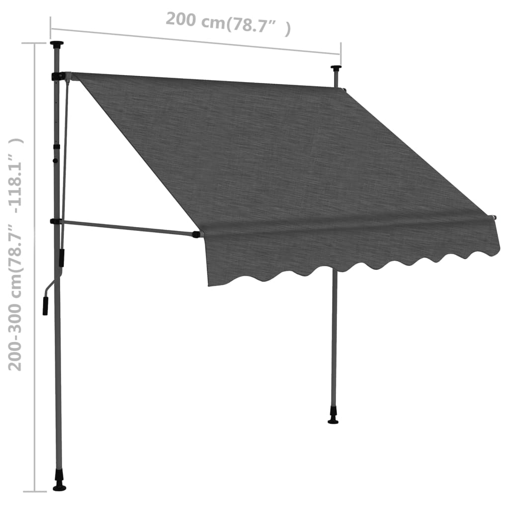 vidaXL Retractable Awning with Hand Crank and LED Sunshade Shelter for Outdoor-2