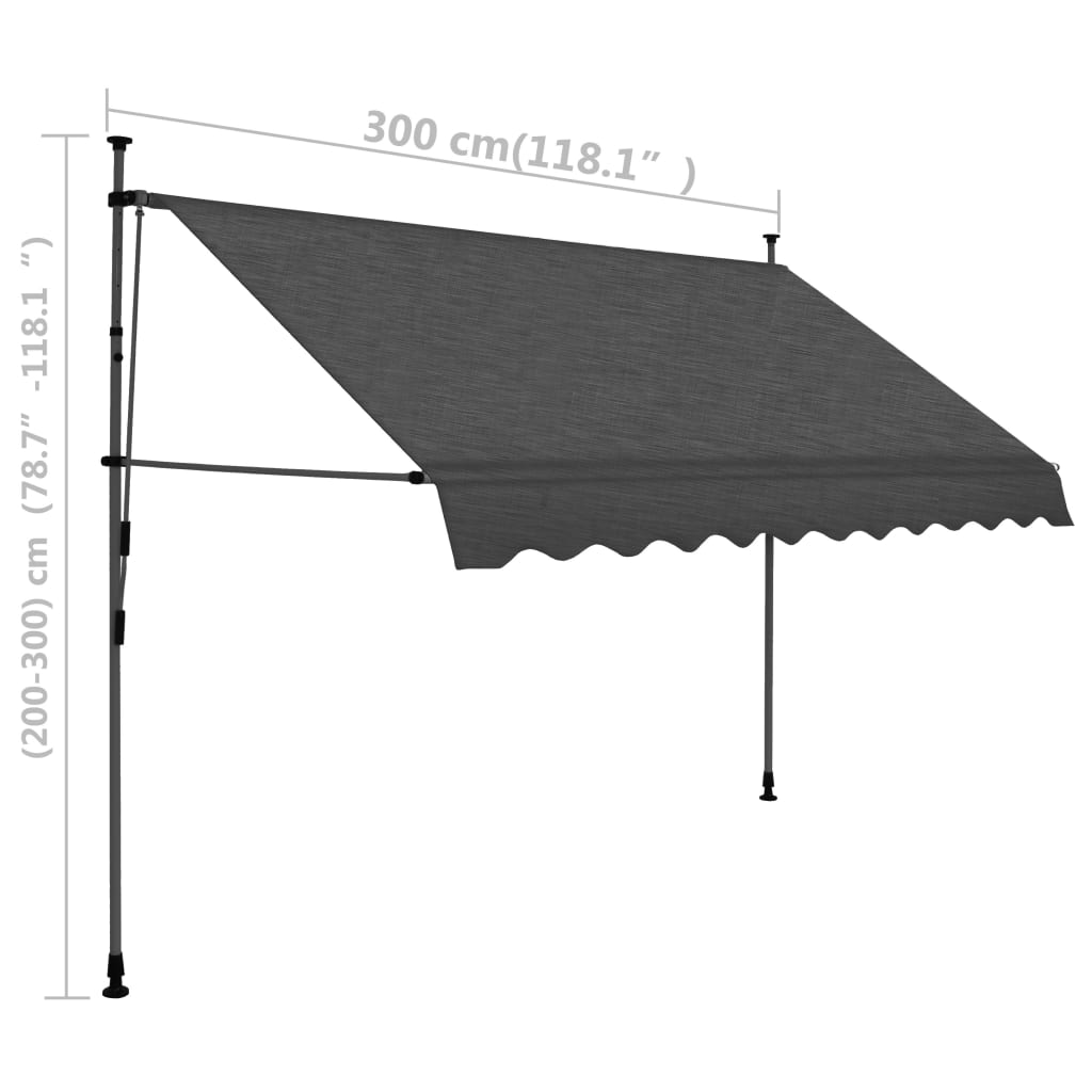 vidaXL Retractable Awning with Hand Crank and LED Sunshade Shelter for Outdoor-20