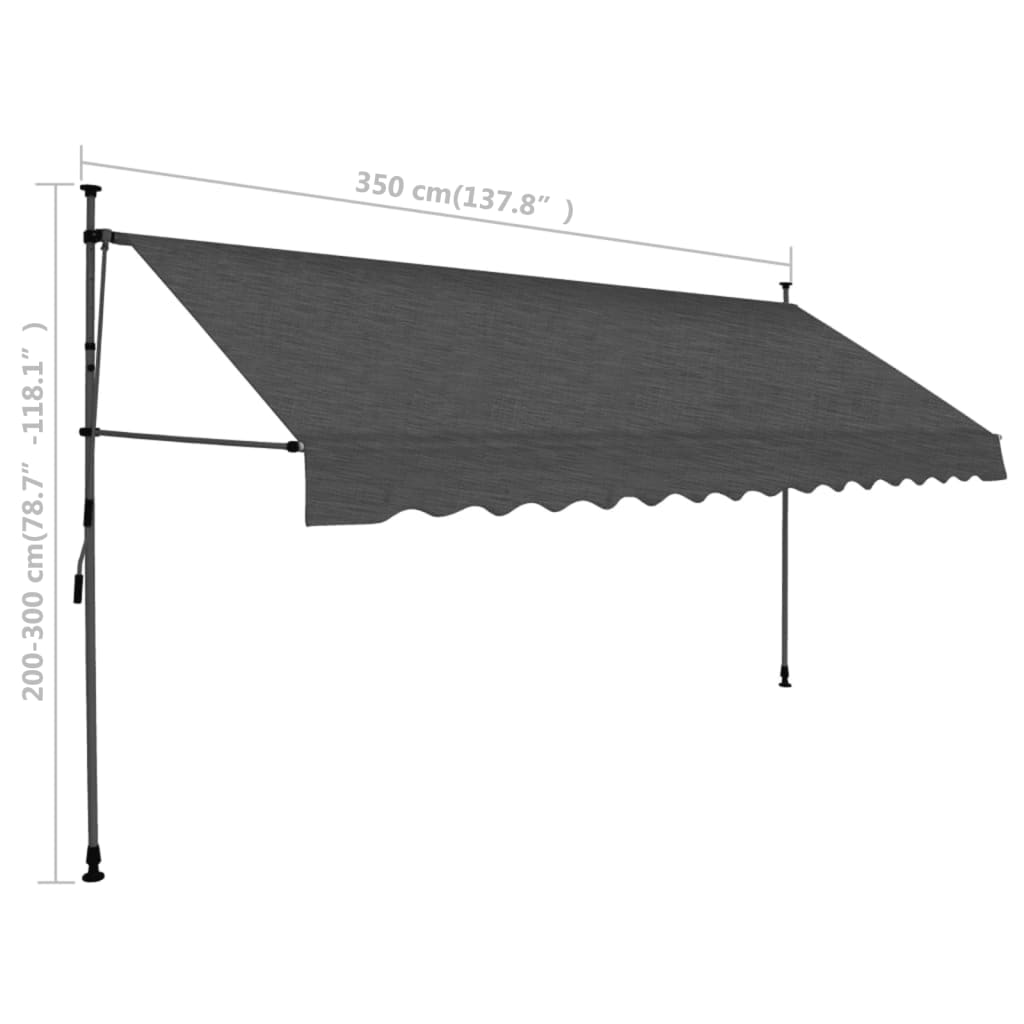 vidaXL Retractable Awning with Hand Crank and LED Sunshade Shelter for Outdoor-22