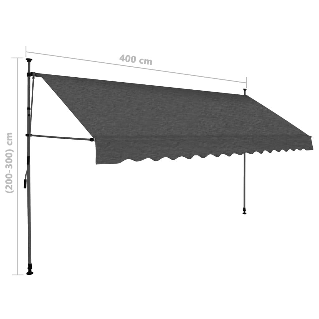 vidaXL Retractable Awning with Hand Crank and LED Sunshade Shelter for Outdoor-15