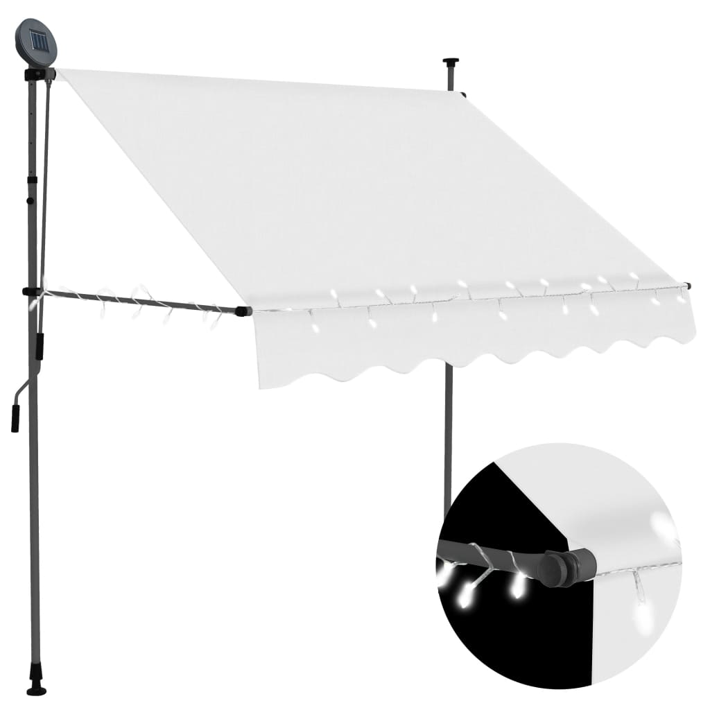 vidaXL Retractable Awning with Hand Crank and LED Sunshade Shelter for Outdoor-7