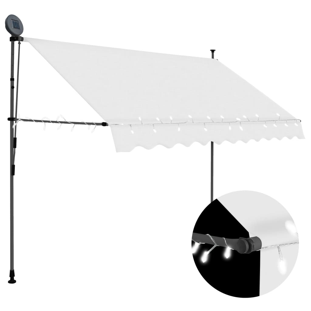 vidaXL Retractable Awning with Hand Crank and LED Sunshade Shelter for Outdoor-23