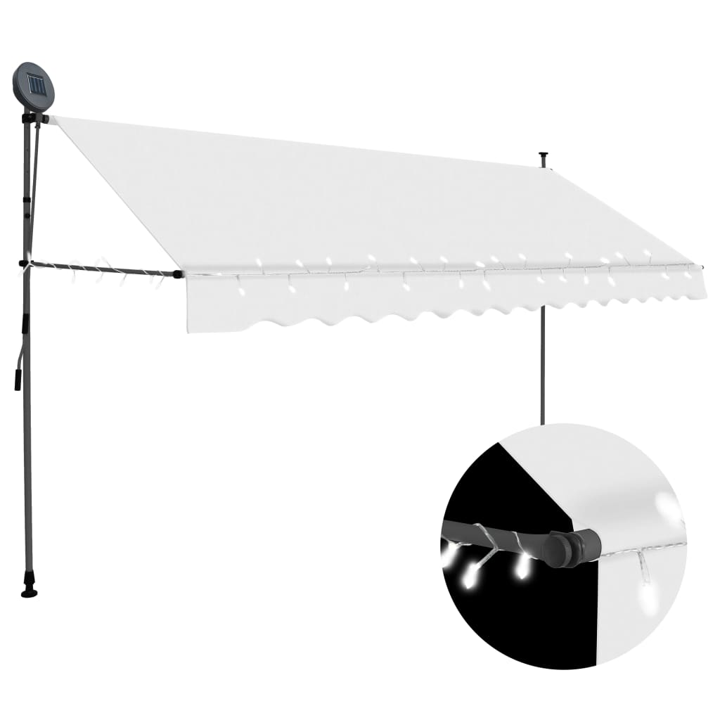 vidaXL Retractable Awning with Hand Crank and LED Sunshade Shelter for Outdoor-18