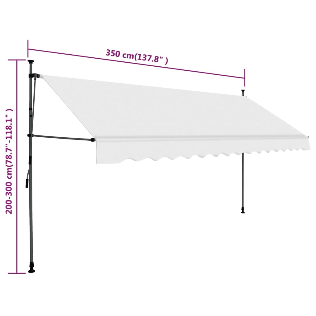 vidaXL Retractable Awning with Hand Crank and LED Sunshade Shelter for Outdoor-24