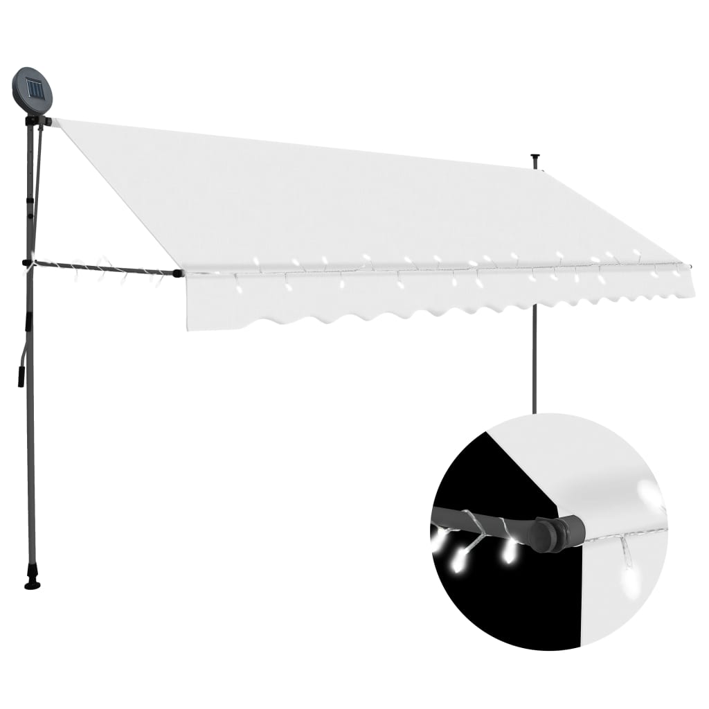 vidaXL Retractable Awning with Hand Crank and LED Sunshade Shelter for Outdoor-5