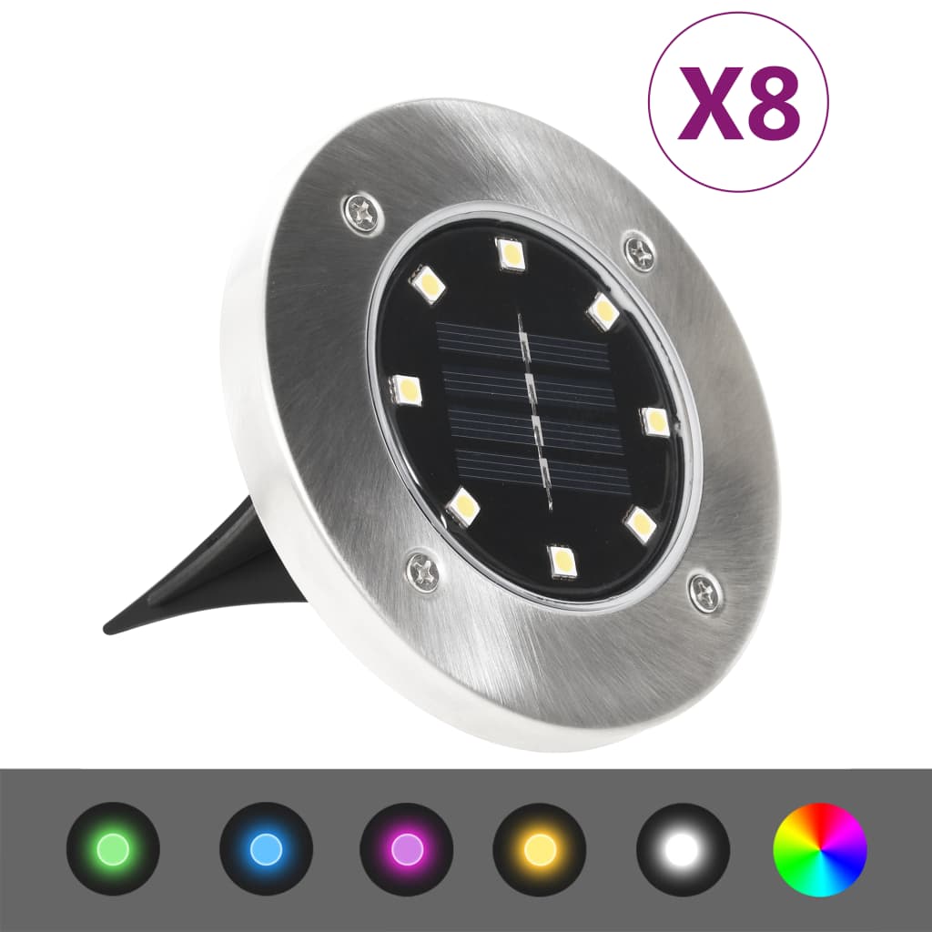 vidaXL Solar Ground Light LED in-Ground Outdoor Landscape Path Lighting 8pcs-4