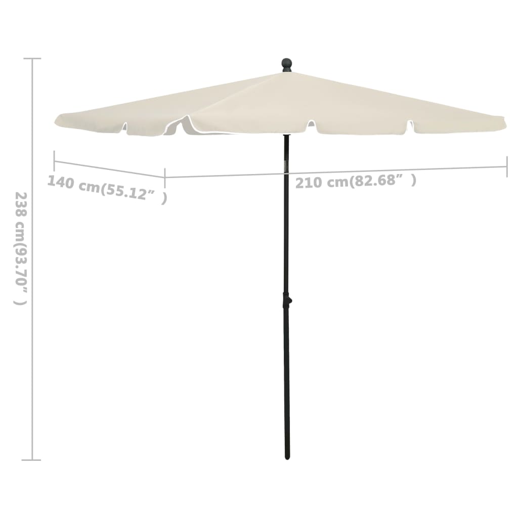 vidaXL Outdoor Umbrella Height Adjustable Parasol Patio Garden Sunshade Steel-12