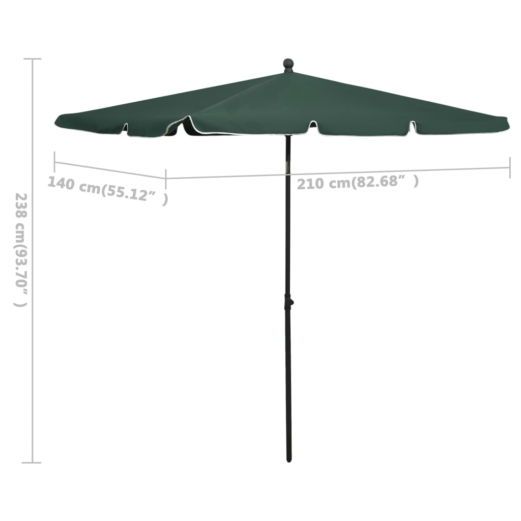 vidaXL Outdoor Umbrella Height Adjustable Parasol Patio Garden Sunshade Steel-17