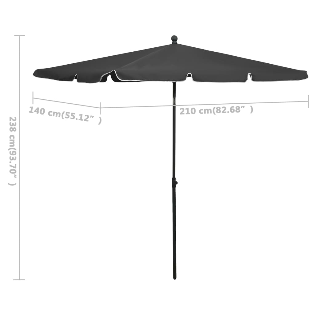 vidaXL Outdoor Umbrella Height Adjustable Parasol Patio Garden Sunshade Steel-22