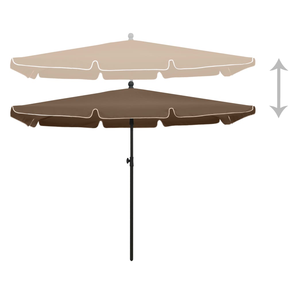 vidaXL Outdoor Umbrella Height Adjustable Parasol Patio Garden Sunshade Steel-4