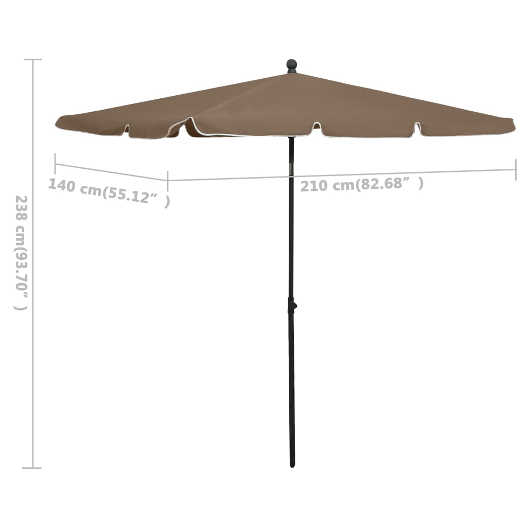 vidaXL Outdoor Umbrella Height Adjustable Parasol Patio Garden Sunshade Steel-7