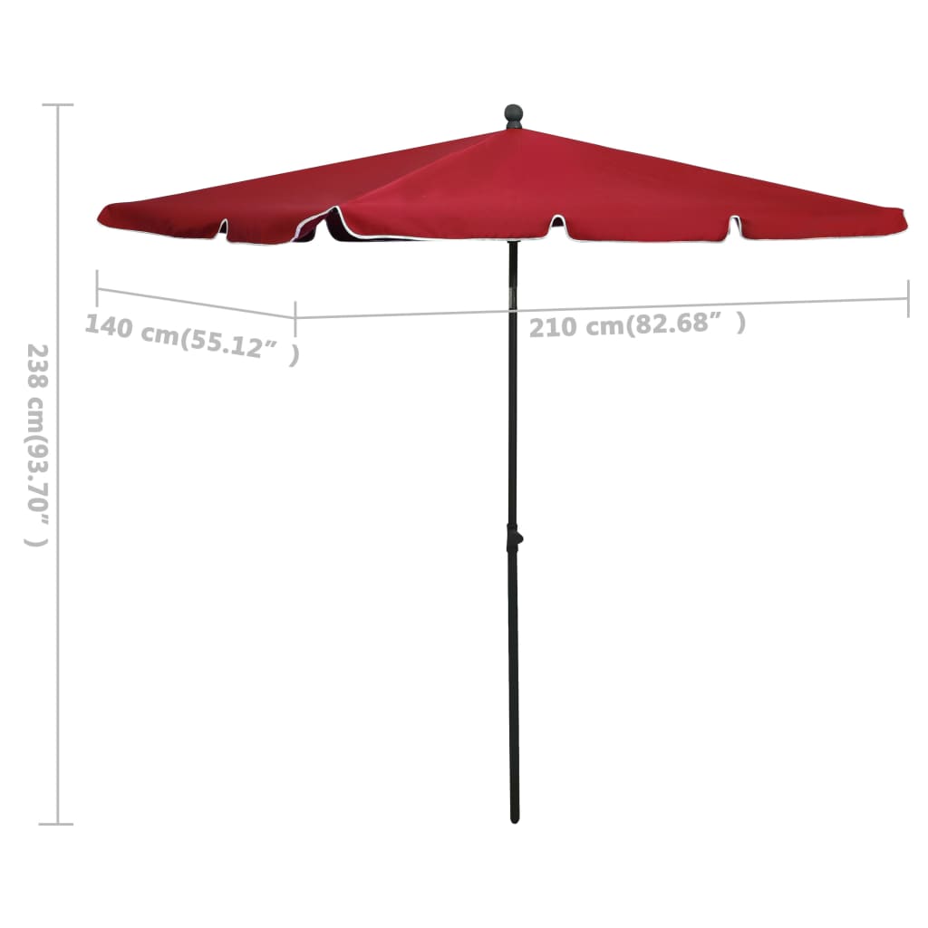 vidaXL Outdoor Umbrella Height Adjustable Parasol Patio Garden Sunshade Steel-27