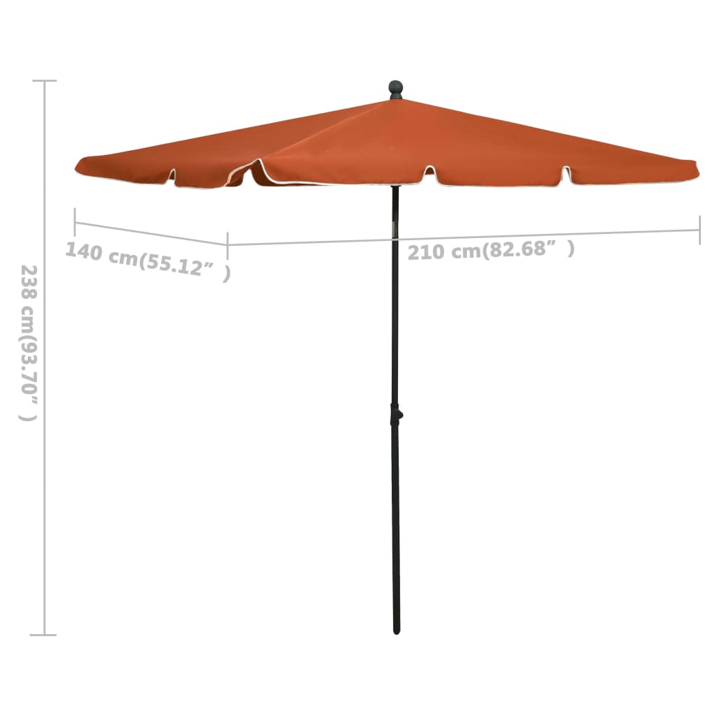 vidaXL Outdoor Umbrella Height Adjustable Parasol Patio Garden Sunshade Steel-32