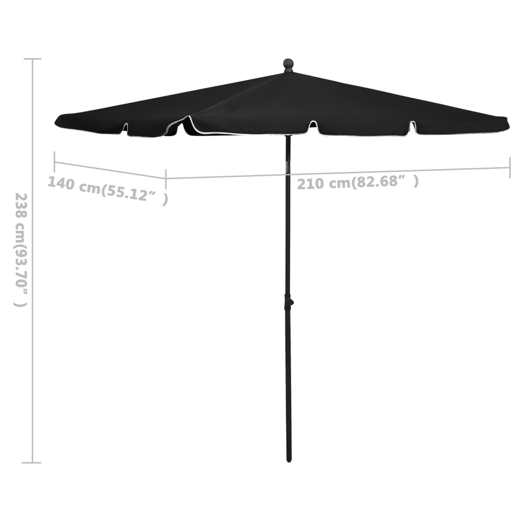 vidaXL Outdoor Umbrella Height Adjustable Parasol Patio Garden Sunshade Steel-37