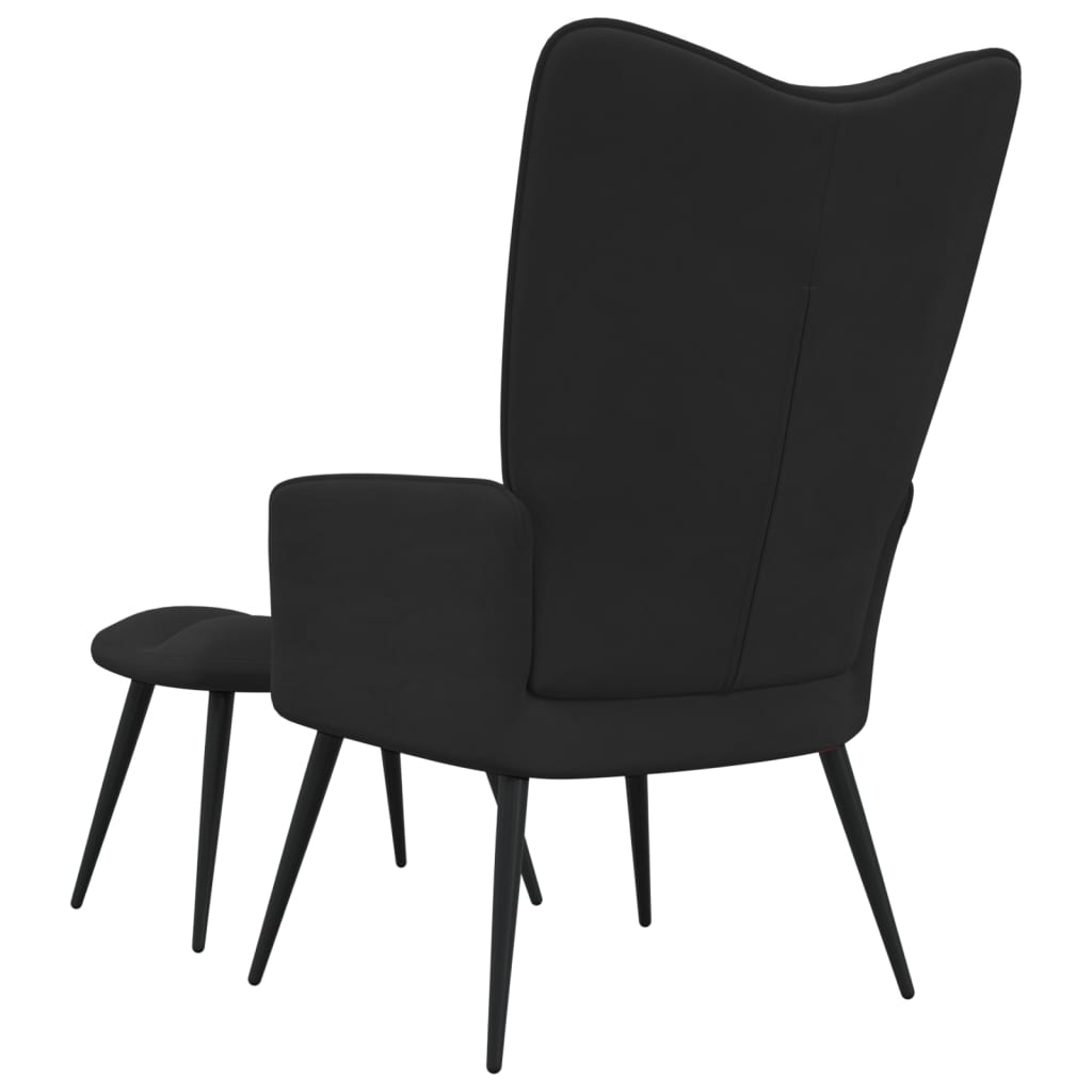 vidaXL Relaxing Chair with a Stool Black Velvet-2