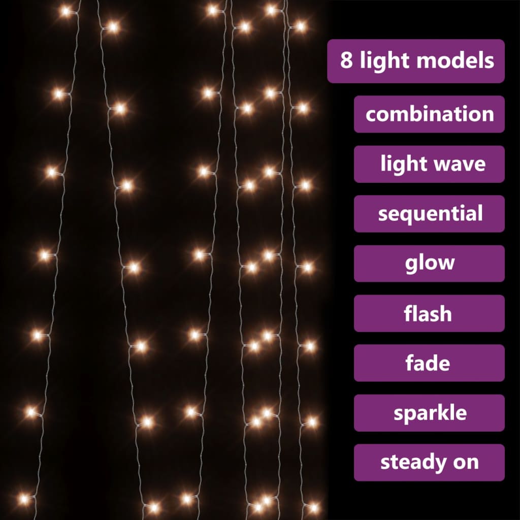 vidaXL LED Curtain Fairy Lights Outdoor Holiday Hanging Lights with 8 Models-8