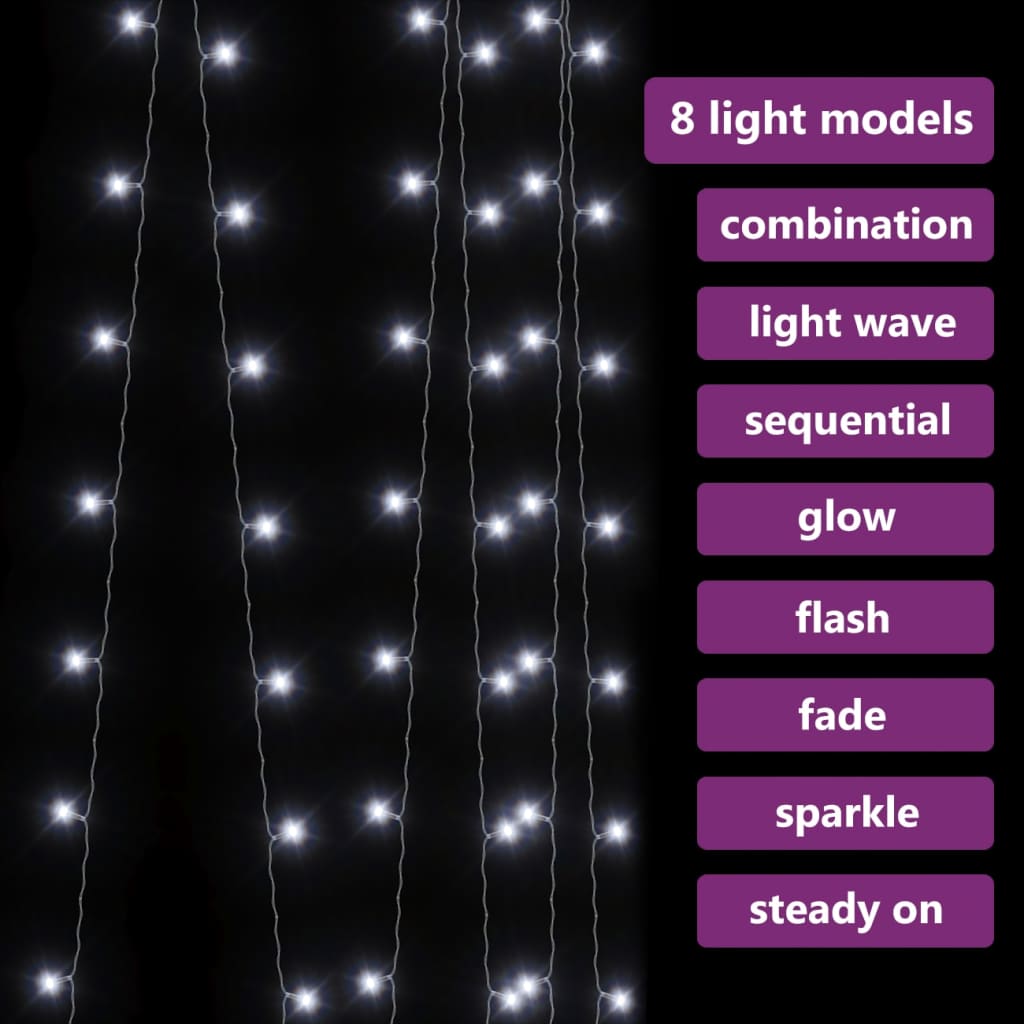 vidaXL LED Curtain Fairy Lights Outdoor Holiday Hanging Lights with 8 Models-6