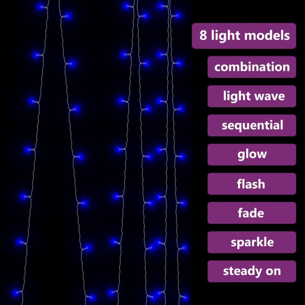 vidaXL LED Curtain Fairy Lights Outdoor Holiday Hanging Lights with 8 Models-19