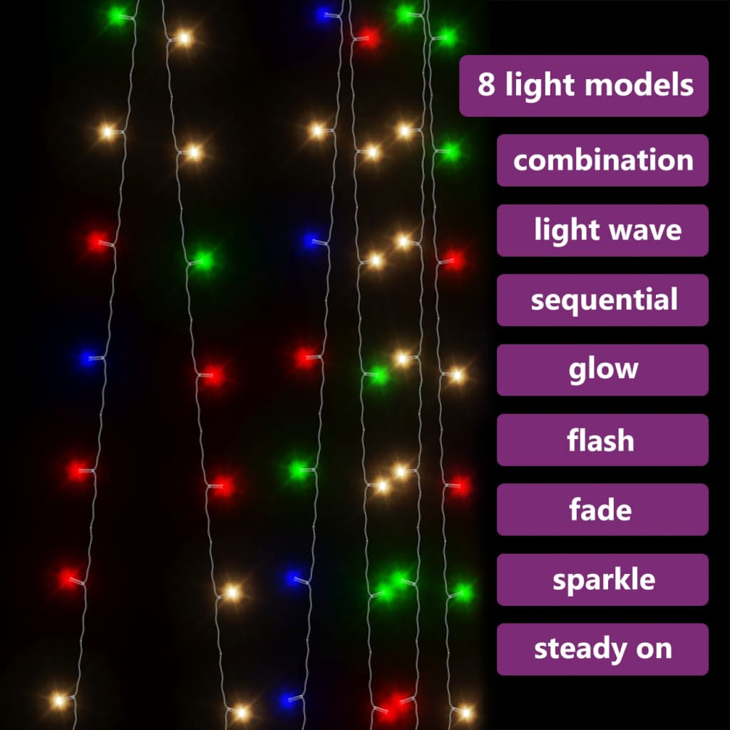 vidaXL LED Curtain Fairy Lights Outdoor Holiday Hanging Lights with 8 Models-14