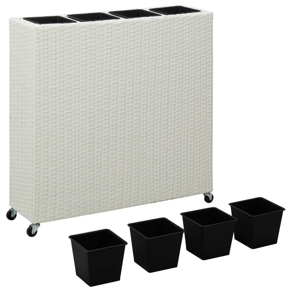 vidaXL Planter with Wheels Flower Box with Removable Inner Pots Poly Rattan-3