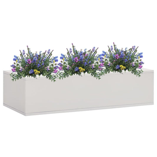 vidaXL Planter Flower Box with 3 Holder Holes Patio Outdoor Plant Box Steel-0