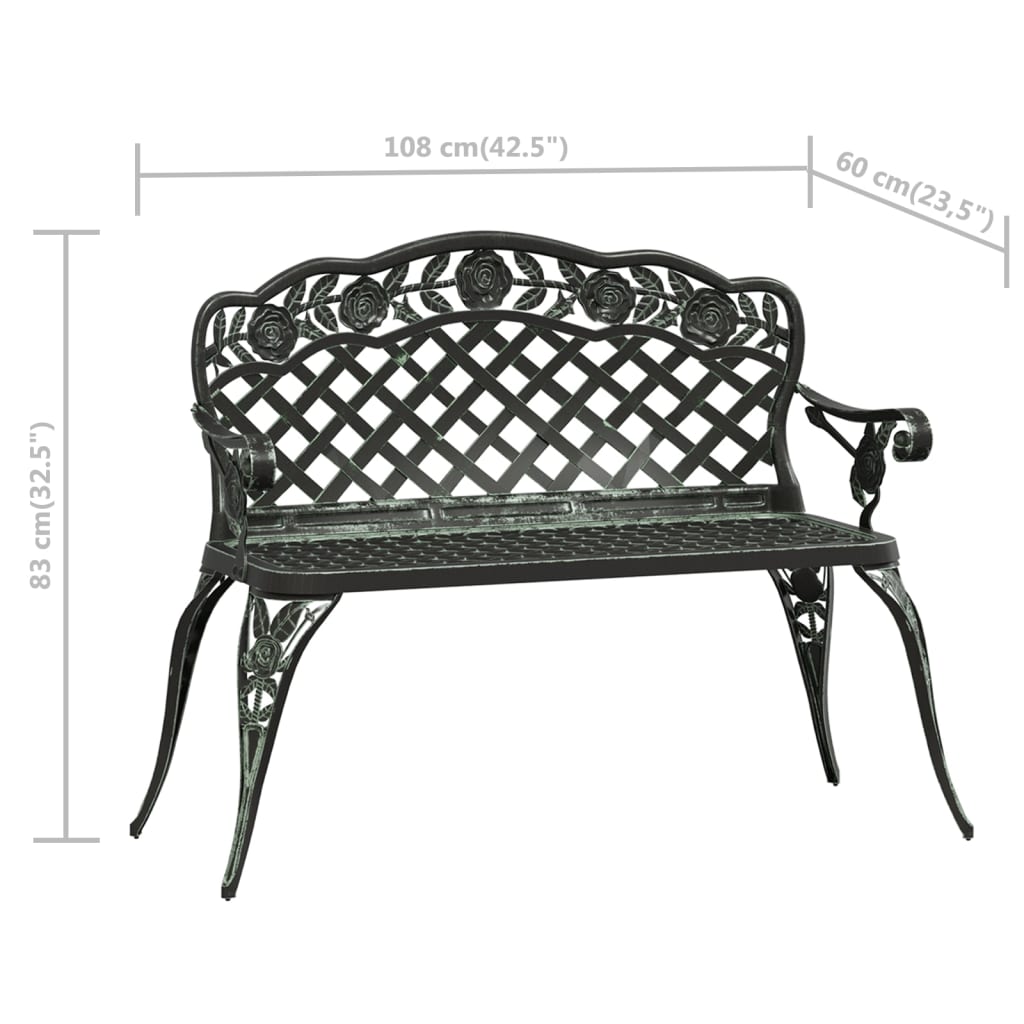 vidaXL Outdoor Patio Bench Outdoor Bench Chair for Backyard Cast Aluminum-7