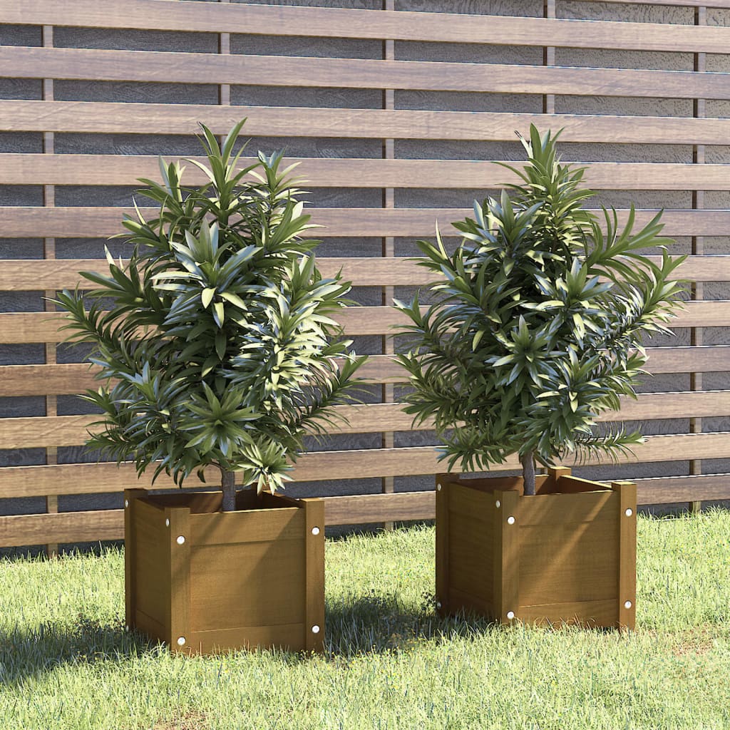 vidaXL Planter Decorative Outdoor Garden Plant Pot Flower Box Solid Wood Pine-10