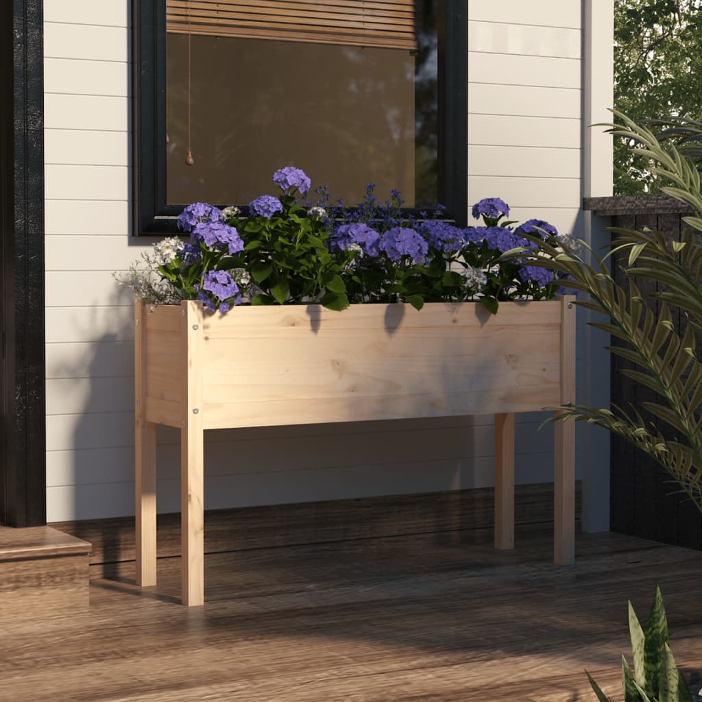 vidaXL Planter Outdoor Raised Garden Bed Flower Box with Legs Solid Wood Pine-7