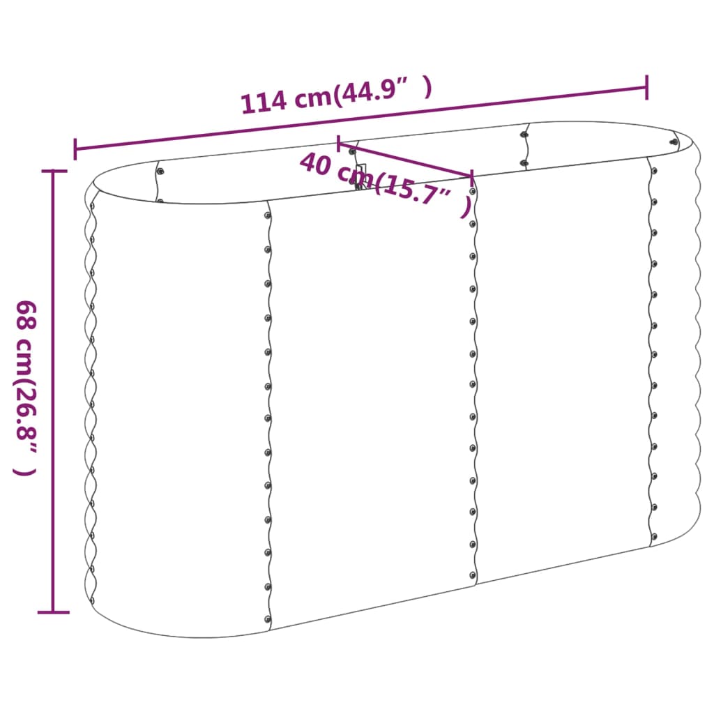 vidaXL Garden Raised Bed Patio Outdoor Raised Planter Box Powder-coated Steel-44