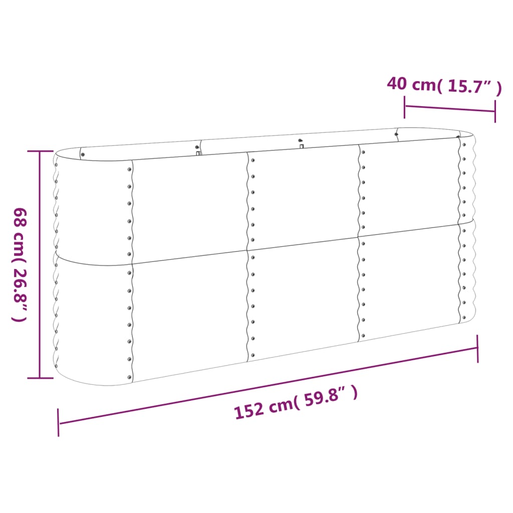 vidaXL Garden Raised Bed Patio Outdoor Raised Planter Box Powder-coated Steel-43