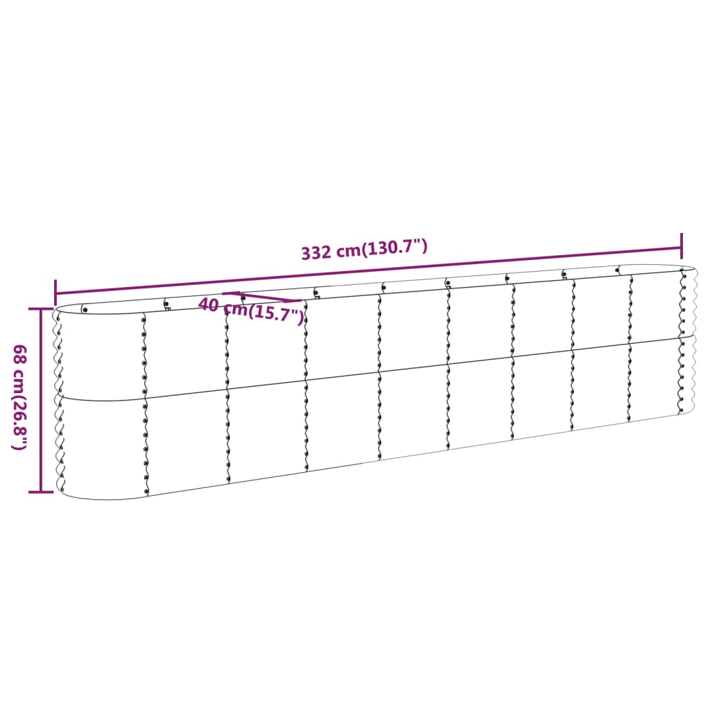 vidaXL Garden Raised Bed Patio Outdoor Raised Planter Box Powder-coated Steel-23