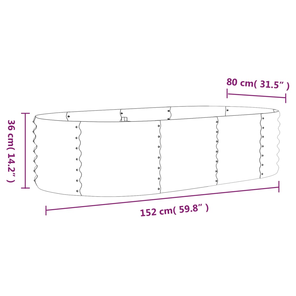 vidaXL Raised Garden Bed Raised Flower Bed Galvanized Steel Outdoor Planter-28