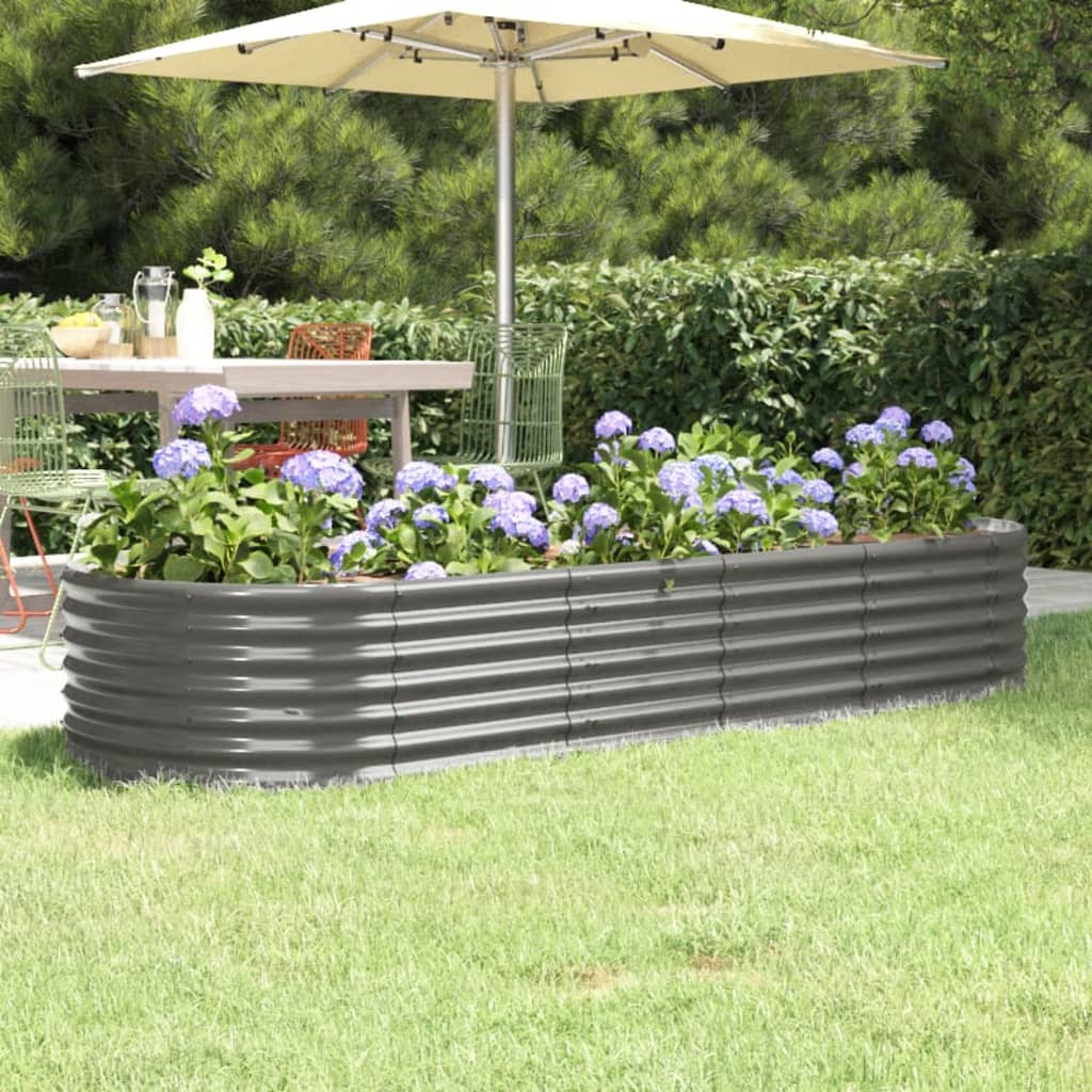 vidaXL Raised Garden Bed Raised Flower Bed Galvanized Steel Outdoor Planter-34