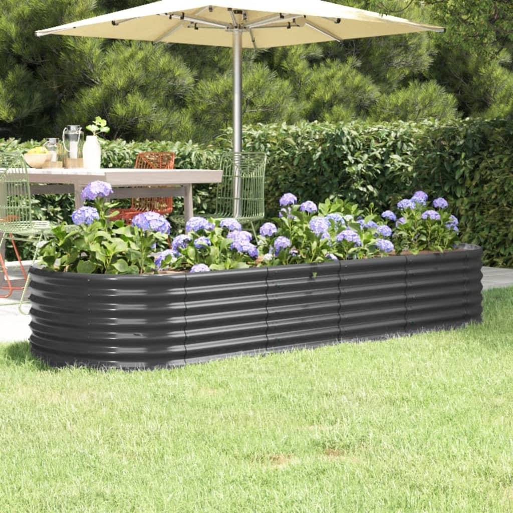 vidaXL Raised Garden Bed Raised Flower Bed Galvanized Steel Outdoor Planter-10