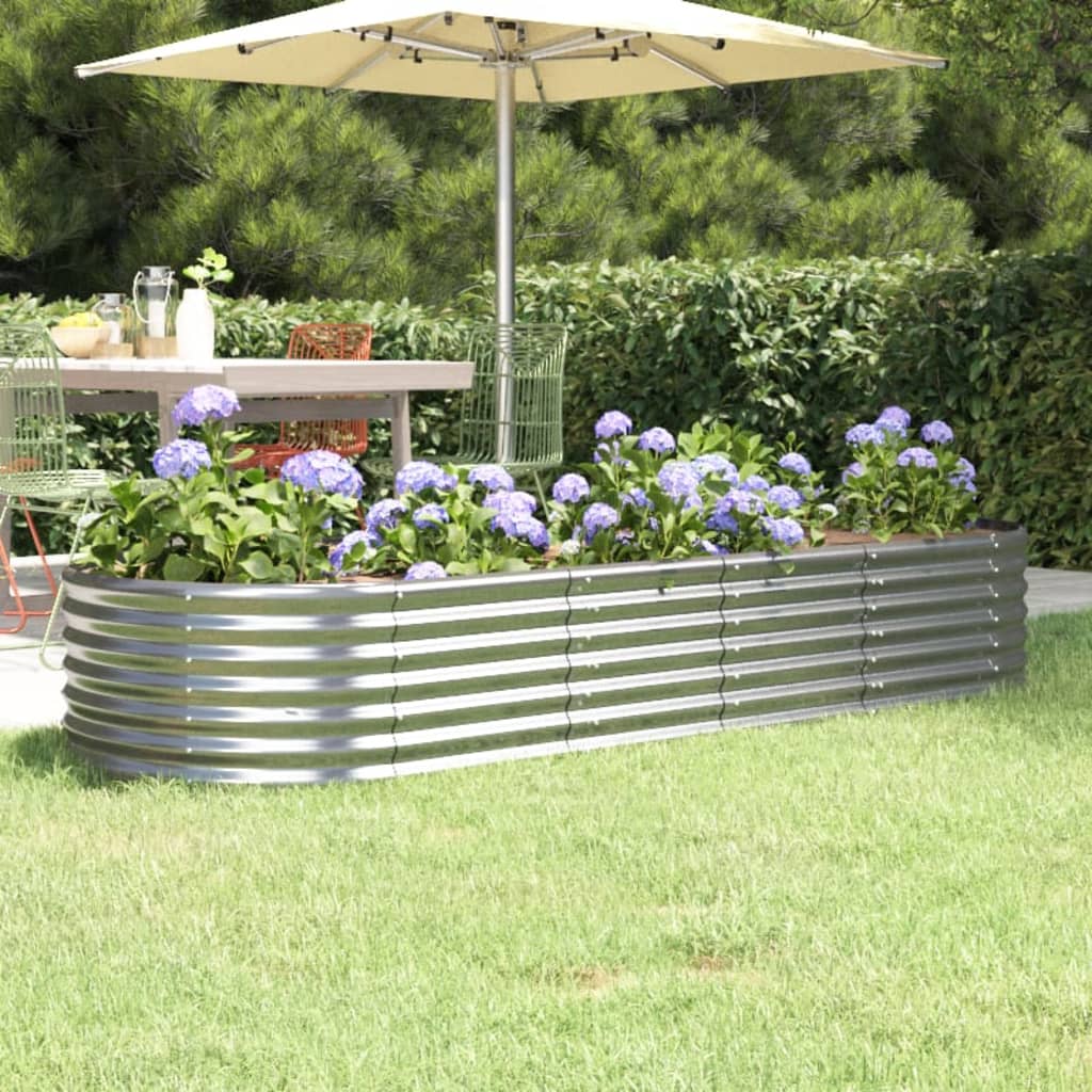 vidaXL Raised Garden Bed Raised Flower Bed Galvanized Steel Outdoor Planter-74