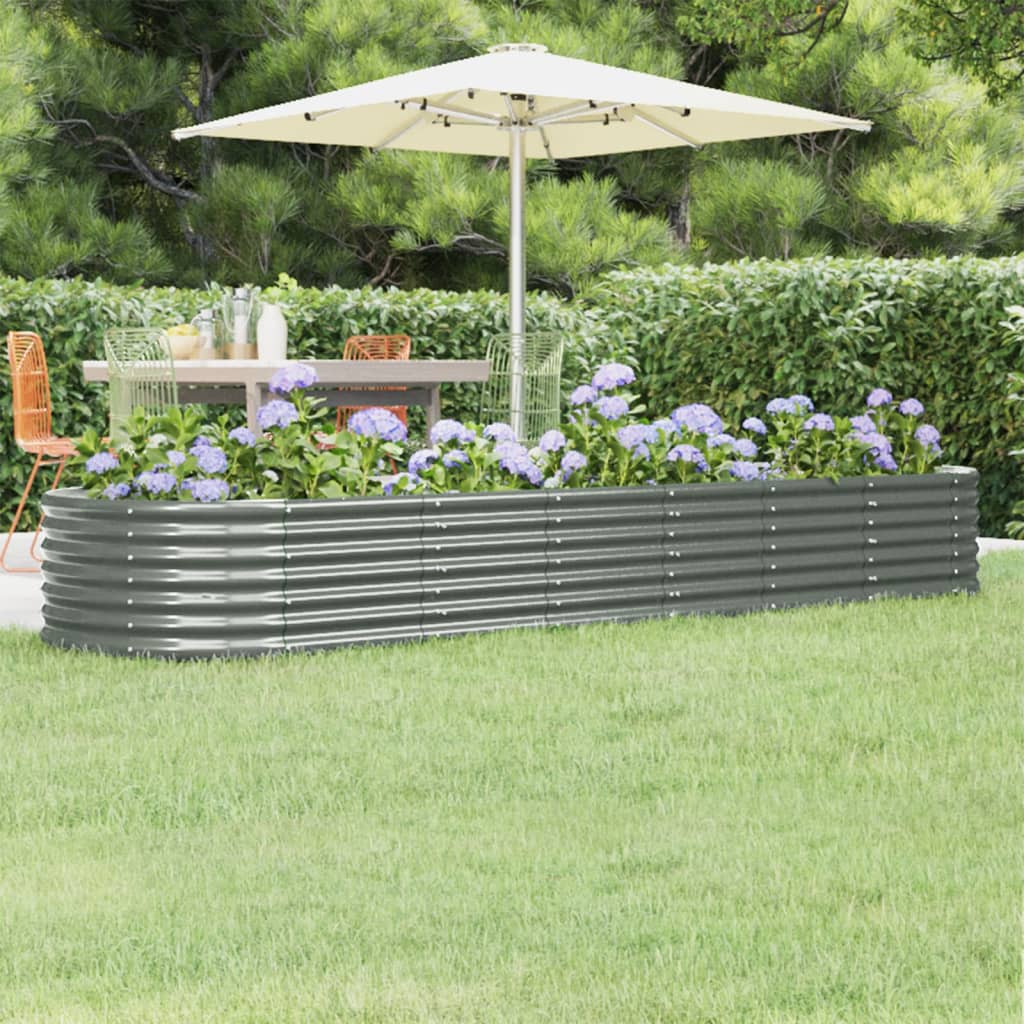 vidaXL Raised Garden Bed Raised Flower Bed Galvanized Steel Outdoor Planter-16