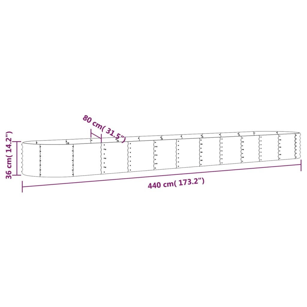 vidaXL Raised Garden Bed Raised Flower Bed Galvanized Steel Outdoor Planter-11