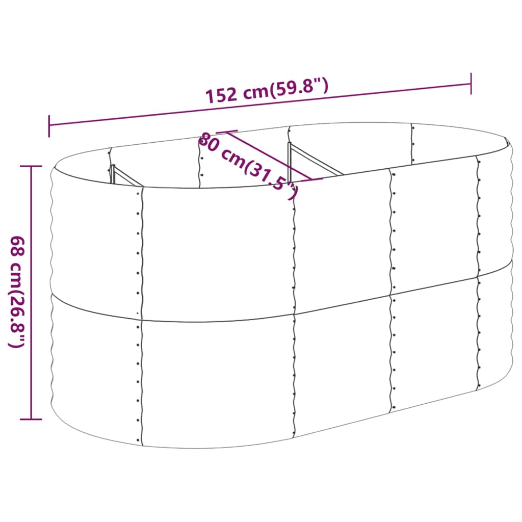 vidaXL Raised Garden Bed Raised Flower Bed Galvanized Steel Outdoor Planter-47