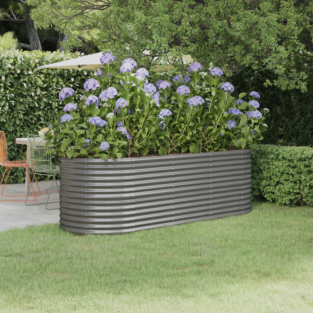 vidaXL Raised Garden Bed Raised Flower Bed Galvanized Steel Outdoor Planter-53