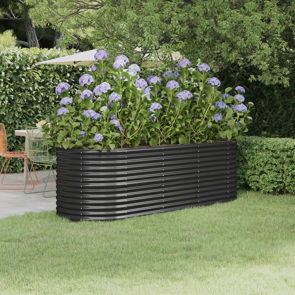 vidaXL Raised Garden Bed Raised Flower Bed Galvanized Steel Outdoor Planter-88